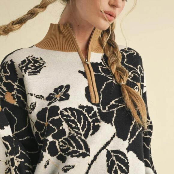 Maeve Sweaters - Maeve by Anthropologie Tan Montana Mock-Neck Half-Zip Sweater - Size - Medium